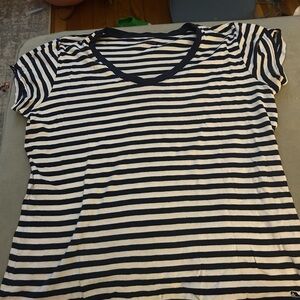 Vineyard Vines Navy and White Striped V-Neck T-Shirt